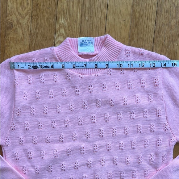 Vintage 80s Knit Mockneck Made in Ireland Bright Pink Women's Sweater Acrylic - Picture 13 of 15